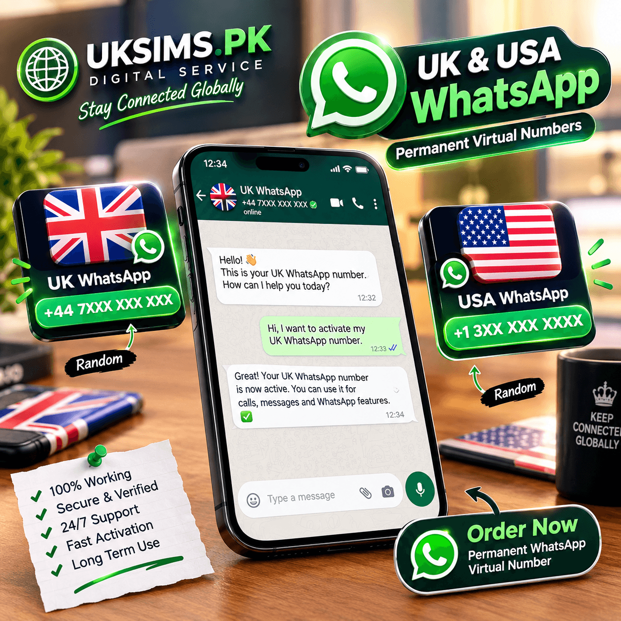 UK SIM for WhatsApp Business Online businesses